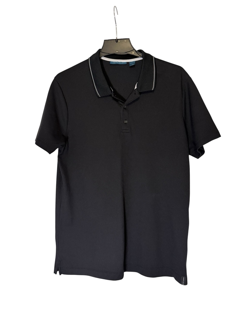 Men's Black Polo Shirt with Contrast Trim Size Large